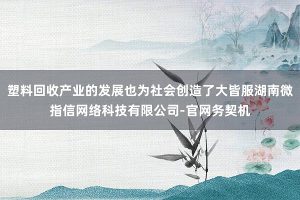 塑料回收产业的发展也为社会创造了大皆服湖南微指信网络科技有限公司-官网务契机